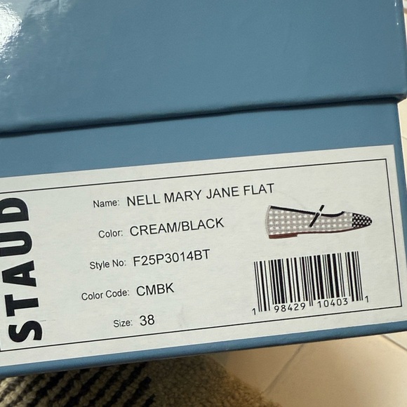 STAUD Beige and Black Woven Nell Mary Jane Sandals New In Box - Picture 2 of 9